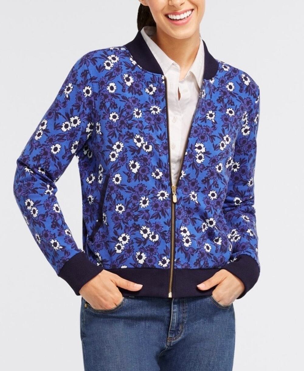 Draper James 2 Pc Set Pastoral Floral Jogger Jacket and Top Blue Floral Sz Med